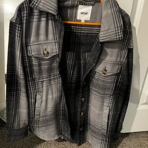 Aerie Heavyweight Gray Plaid Jacket